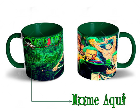Caneca Personalizada+ Kit One Piece Roronoa Zoro com Nome
