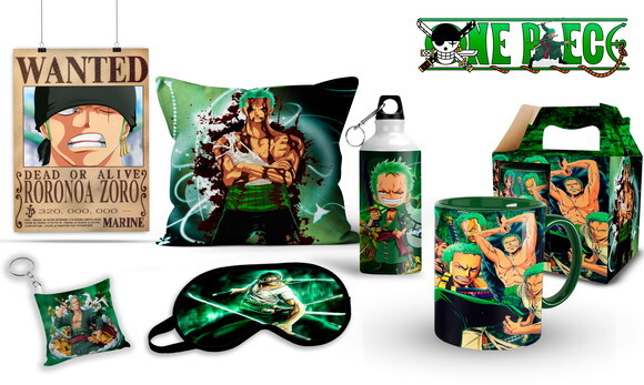 Caneca Personalizada+ Kit One Piece Roronoa Zoro com Nome