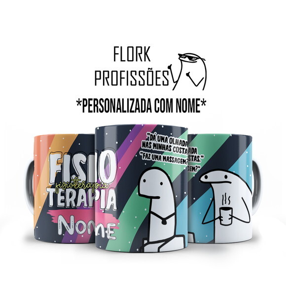 Caneca Personalizado Flork Profissão Fisioterapia com Nome