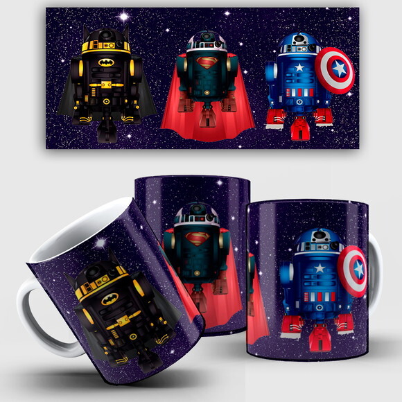 Caneca Personalizado Star Wars R2D2 Versão Super Herói!!