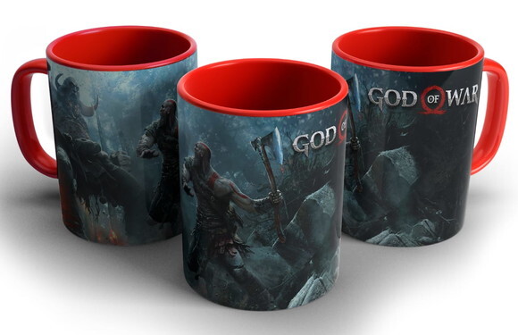 Caneca porcelana colorida personalizada God Of War