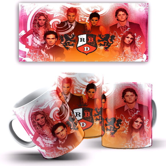 Caneca Porcelana Banda Rebelde RBD + Caixinha Kraft