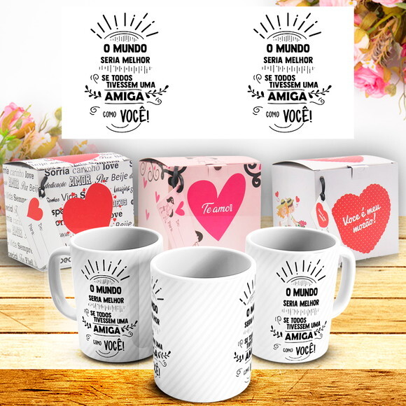 Caneca Porcelana Personalizada Amigos, Amizade + Caixinha #5