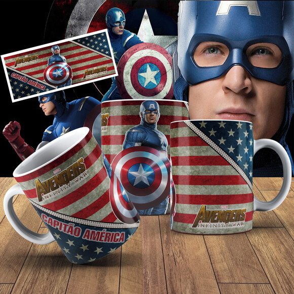 Caneca Porcelana Personalizada Capitão América + Cx #1!!