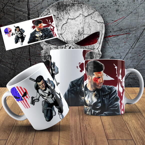 Caneca porcelana personalizada Justiceiro Punish + Cx #1!!!