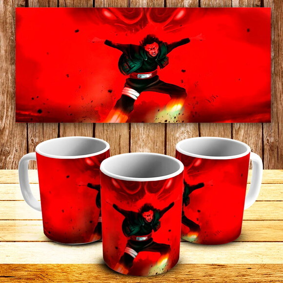 Caneca porcelana personalizada Naruto Gai Sensei 8 portal!!!
