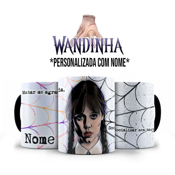 Caneca Preta Série Wandinha com Nome Personalizado