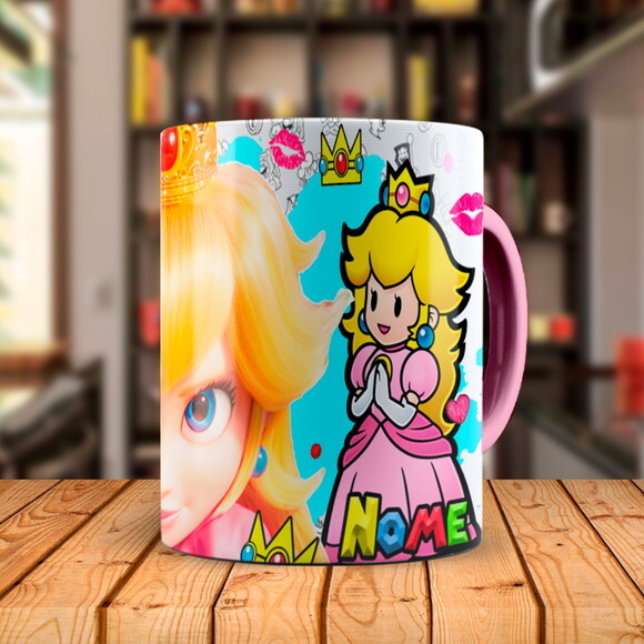 Caneca Princesa Peach com Nome Personalizado