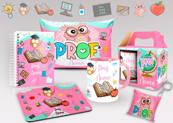 Caneca Profissão Professora + Kit Agenda com Nome