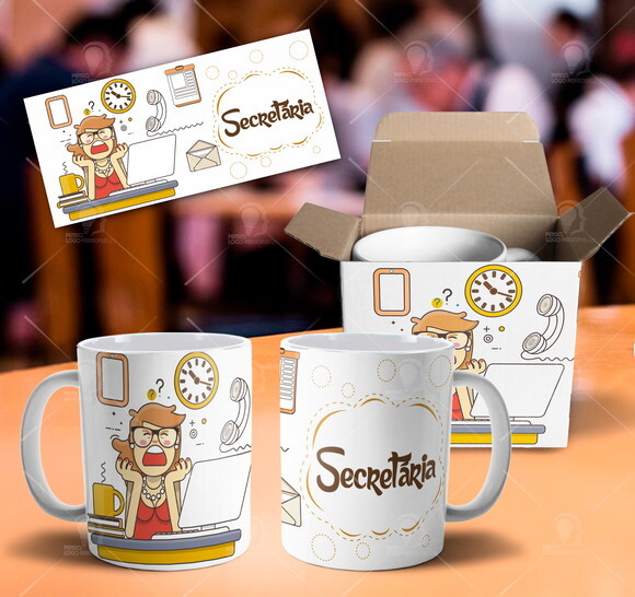 Caneca Profissão Secretária + Caixinha