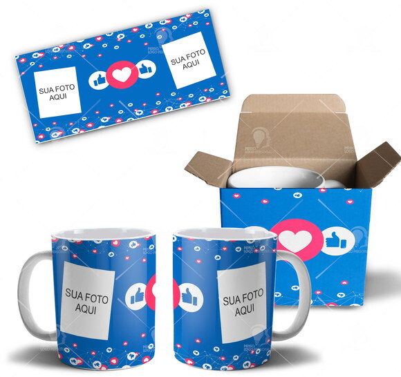 Caneca Redes sociais personalizada com Foto + Caixinha