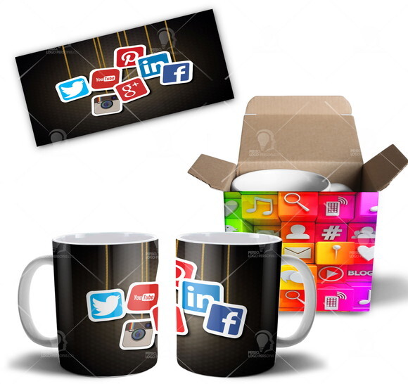 Caneca redes sociais personalizada com Foto + Caixinha