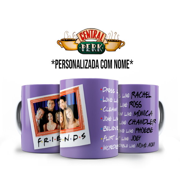 Caneca Série Friends Central Perk com Nome + Caixinha