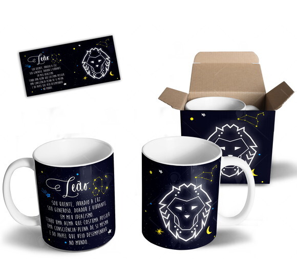 Caneca Signo Leão Personalizada Com Nome + Caixa