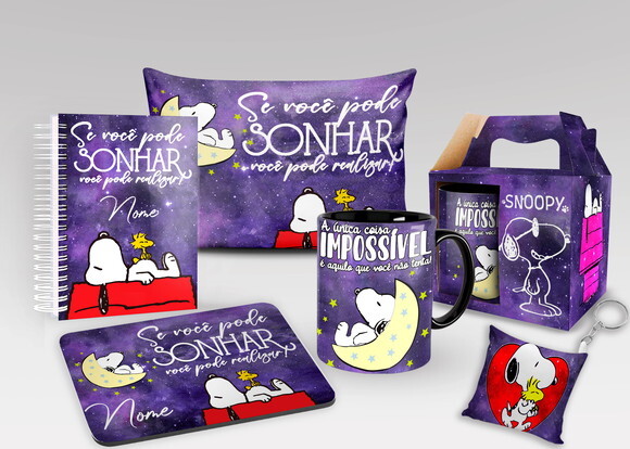 Caneca Snoopy + Kit Agenda Personalizada com Nome