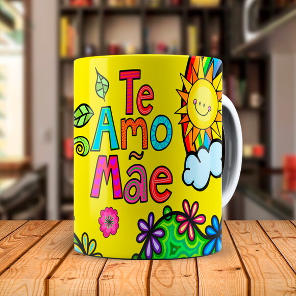 Caneca Te Amo Mãe com Nome Personalizado