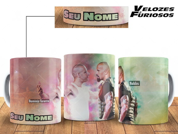 Caneca Velozes e Furiosos filme Dominic toretto vs Hobbs