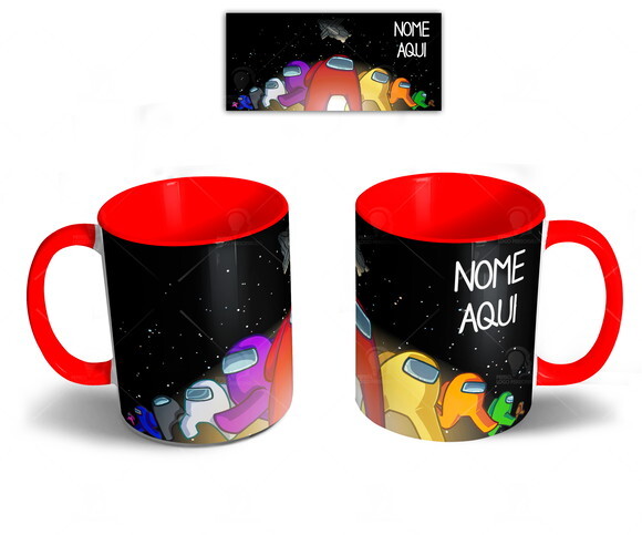Caneca Vermelha Among Us com Nome - Mod 001