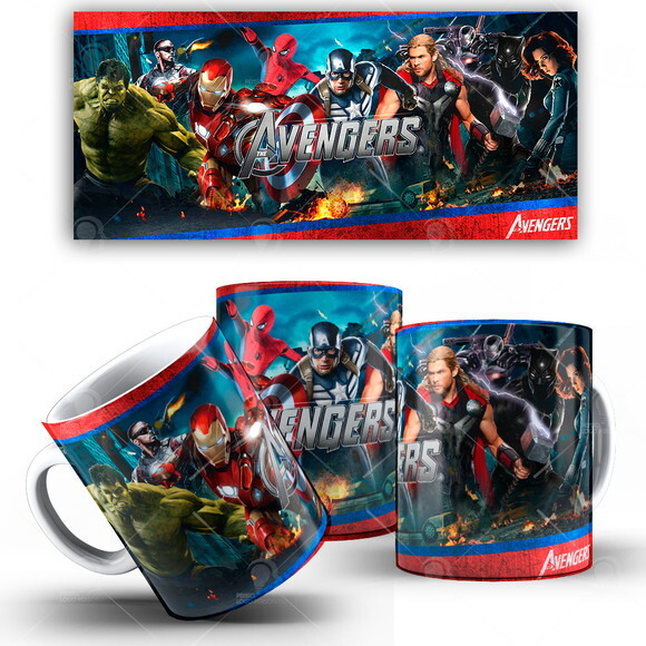 Caneca Vingadores Avengers End Game + Caixinha Mod001