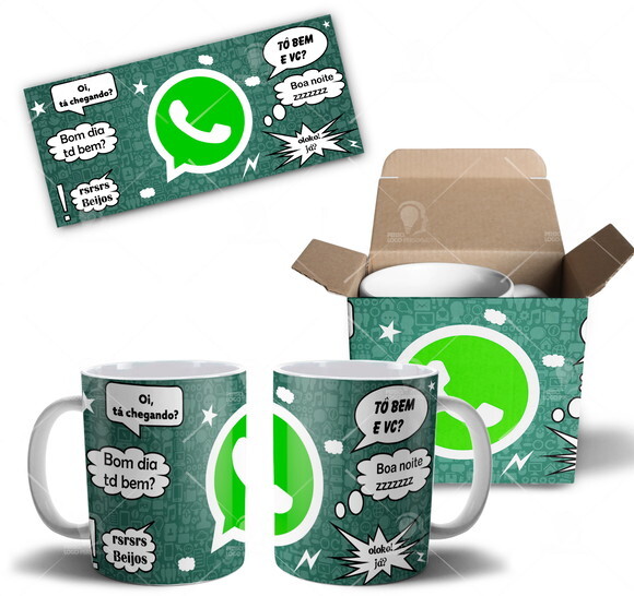 Caneca Whatsapp personalizada redes sociais + Caixinha