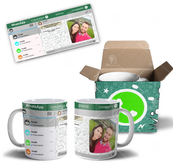 Caneca Whatsapp personalizada com Foto + Caixinha
