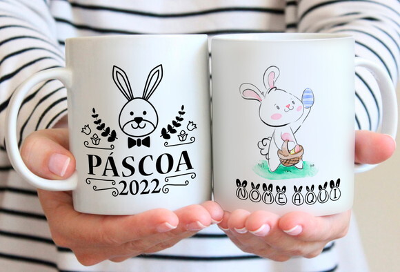 Kit 10 Canecas - Páscoa 2022 com Nome personalizado