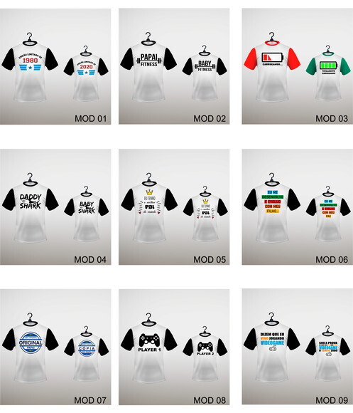 Kit 2 Camisetas Pai E Filho Vários Modelos - Mod 009