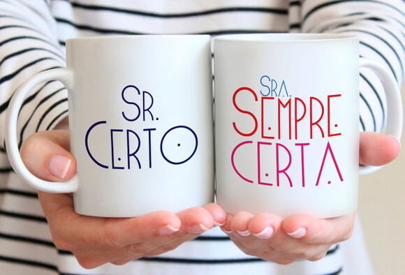 Kit 2 Canecas - Esposa e Esposo Sr Certo e Sra Sempre Certa