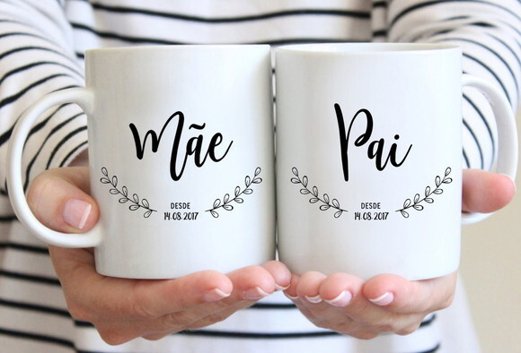 Kit 2 Canecas - Presente para Mãe e Pai com data