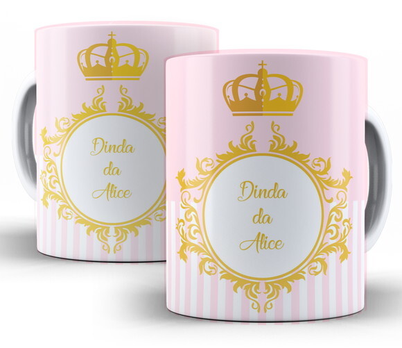 Kit 2 Canecas Dindo e Dinda Batizado - Mod 002