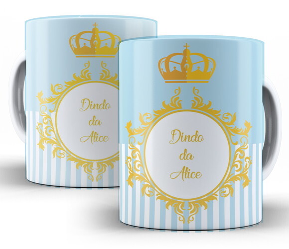 Kit 2 Canecas Dindo e Dinda Batizado - Mod 002