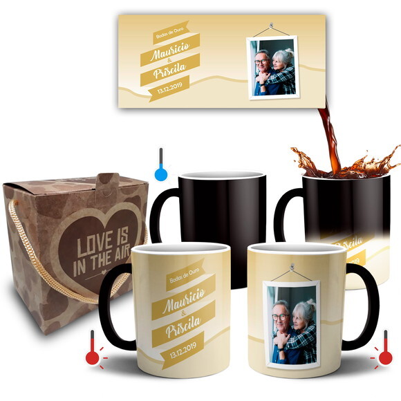 Kit 2 Canecas Mágicas Casamento Bodas De Ouro 50 Anos