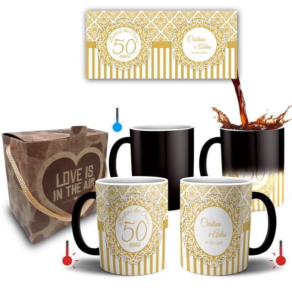 Kit 2 Canecas Mágicas Casamento Bodas De Ouro 50 Anos
