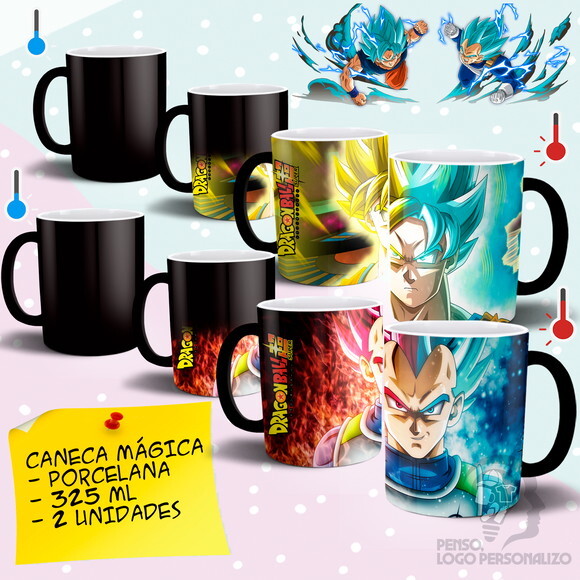 Kit 2 Canecas Mágicas Dragon Ball Super Goku e Vegeta
