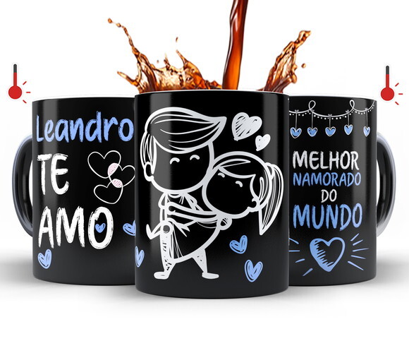Kit 2 Canecas Mágicas Melhor Namorado e Namorada com Nomes