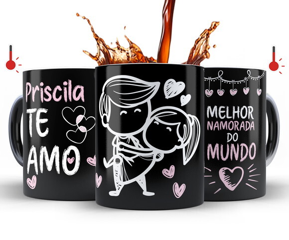 Kit 2 Canecas Mágicas Melhor Namorado e Namorada com Nomes