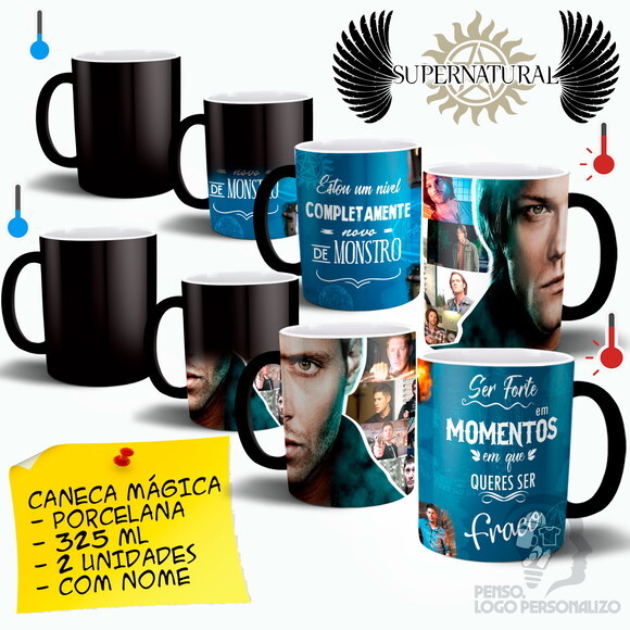 Kit 2 Canecas Mágicas Série Supernatural Dean e Sam