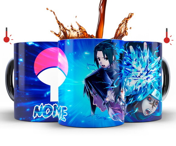Kit 2 Canecas Mágicas Naruto e Sasuke com Nome