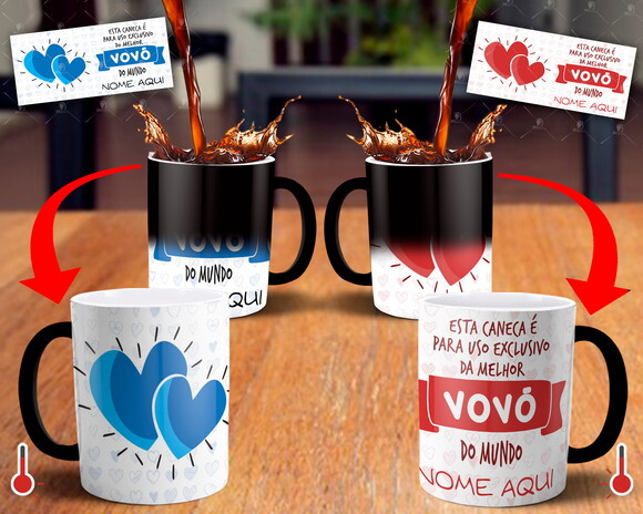 Kit 2 Canecas Mágicas Uso Exclusivo Vovô e Vovó