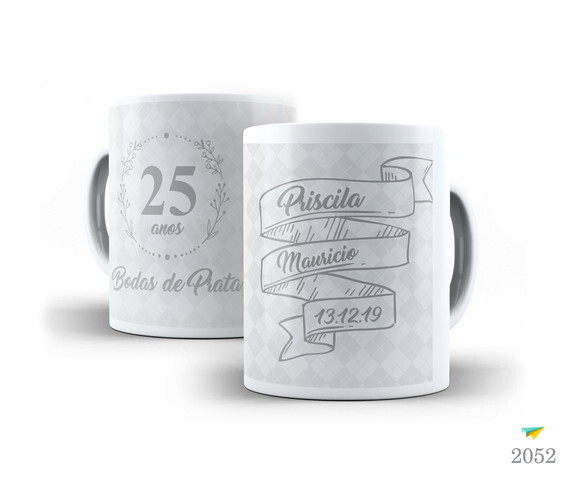 Kit 2 Canecas Personalizadas Bodas De Prata 25 Anos