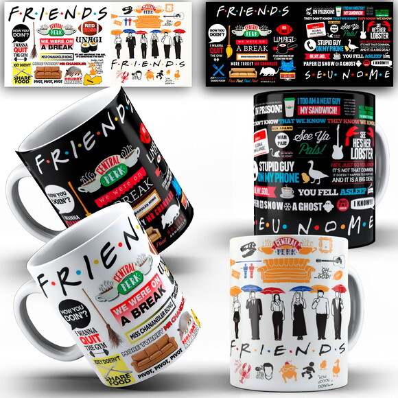 Kit 2 Canecas Personalizada Série Friends Com Nome