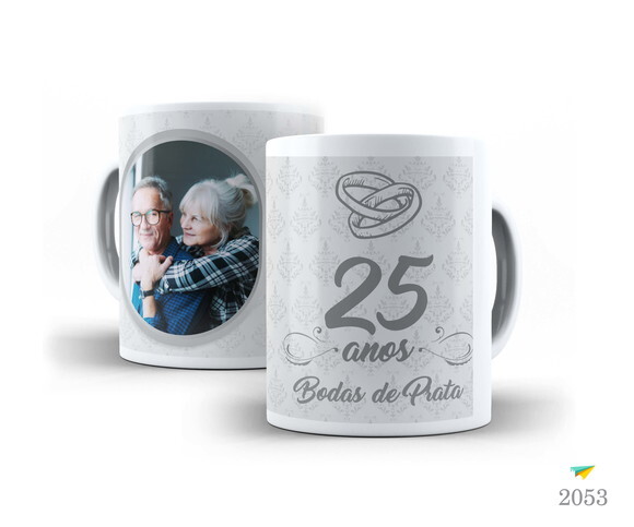 Kit 2 Canecas Personalizadas Bodas De Prata 25 Anos