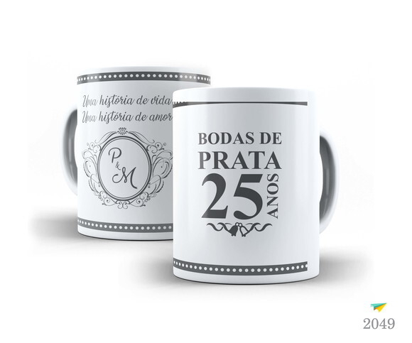 Kit 2 Canecas Personalizadas Bodas De Prata 25 Anos