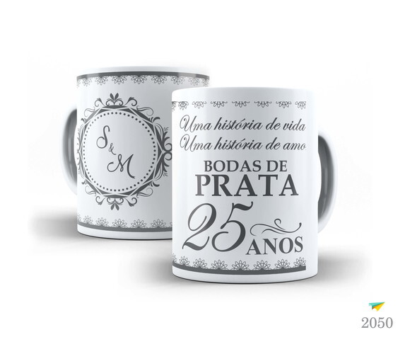 Kit 2 Canecas Personalizadas Bodas De Prata 25 Anos