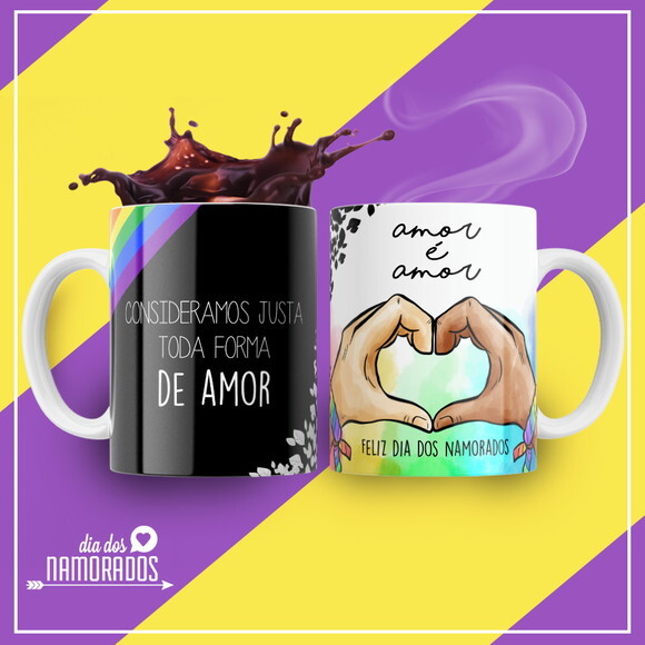 kit 2 Canecas Presente de Namoro Noivos Amor LGBT