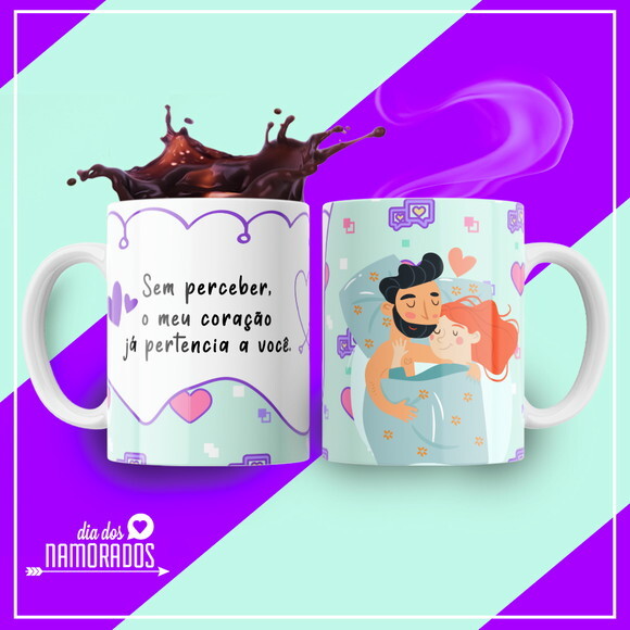 kit 2 Canecas Presente de Namoro Noivos Meu coração é Seu