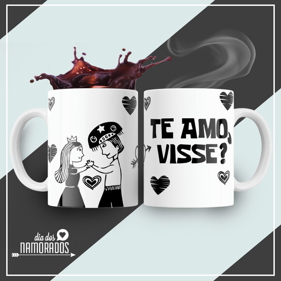 kit 2 Canecas Presente de Namoro Noivos Te amo VIsse