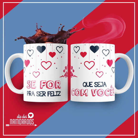 kit 2 Canecas Presente de Namoro Noivos Amor Felicidade