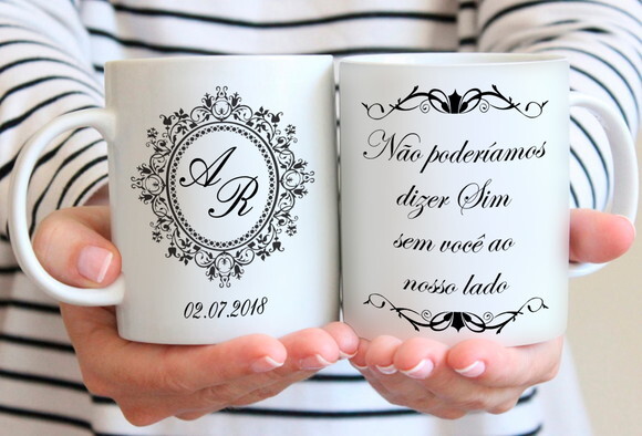 Kit 3 Canecas - Padrinho e Madrinha Casamento - Mod 002