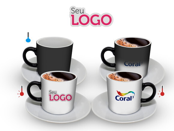 Xícara De Café Mágica Personalizada Com Seu Logo 90ml 6uni
